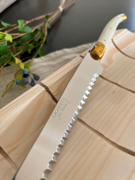 french baguette board with bread knife